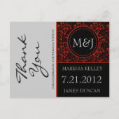 Gothic zwart en rood bloeien dank u briefkaart (Voorkant)