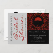 Gothic zwart en rood bloeien Vrijgezellenfeest Uitnodiging Briefkaart (Voorkant / Achterkant)