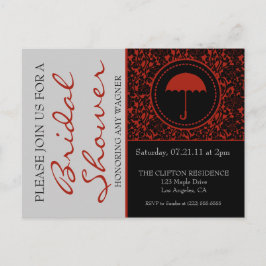 Gothic zwart en rood bloeien Vrijgezellenfeest Uitnodiging Briefkaart