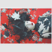 Gothic Zwart en Rood Bloemen Vogelkooi Pet Tissuepapier (Voorkant)