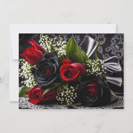 Gothic Zwart en Rood Rozen Boeket Valentijn Feestdagenkaart (Voorkant)