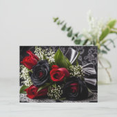 Gothic Zwart en Rood Rozen Boeket Valentijn Feestdagenkaart (Staand voorkant)