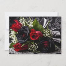 Gothic Zwart en Rood Rozen Boeket Valentijn