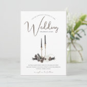 Gothic Zwart en Wit Kerstkaarsen Bruiloft Kaart (Staand voorkant)