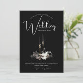 Gothic Zwart en Wit Kerstkaarsen Bruiloft Kaart (Staand voorkant)