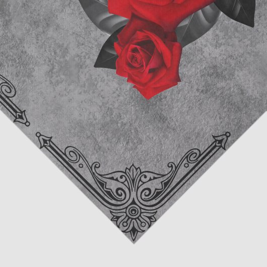 Gothic Zwart en Wit Rose Tissue Papier (Detail)