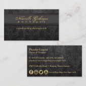 Gothic Zwart & Goud Damask Visitekaartje (Voorkant / Achterkant)