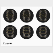 Gothic Zwart & Goud Rozen Coffin Halloween Ronde Sticker (Vel)