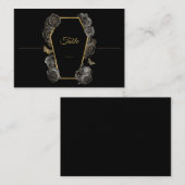 Gothic Zwart & Goud Rozen Kist Bruiloftsflat Plaatskaartje (Voorkant / Achterkant)