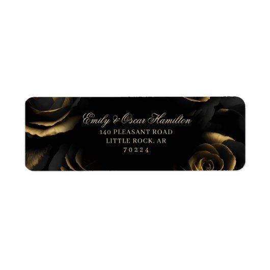 Gothic Zwart & Goud Rozen Moody Retouradres Etiket (Voorkant)