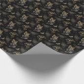 Gothic Zwart & Goud Rozen Vlinders Glitter Cadeaupapier (Hoek)