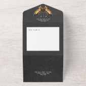 Gothic Zwart & Gouden Moth Moody Geen Diner All In One Uitnodiging (Buitenkant)