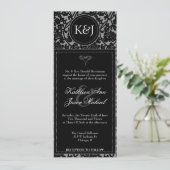 Gothic Zwart & Grijs Bloeiende Bruiloft uitnodigin Kaart (Staand voorkant)