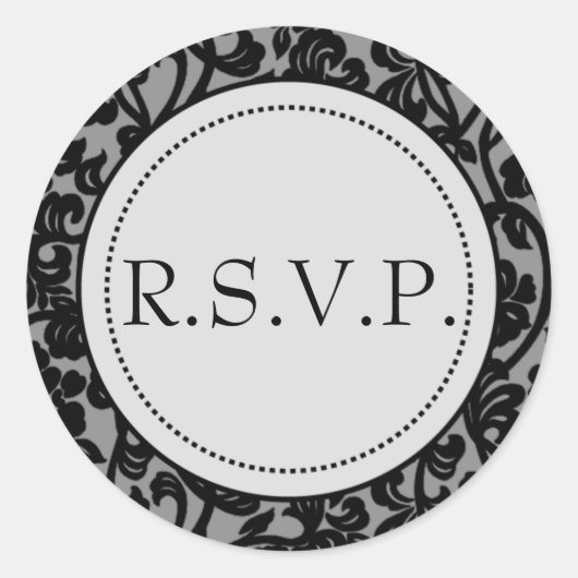 Gothic Zwart & Grijs Bloeiende Envelopzegels Ronde Sticker (Voorkant)