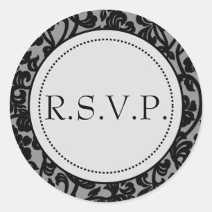 Gothic Zwart & Grijs Bloeiende Envelopzegels Ronde Sticker