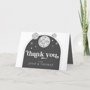 Gothic Zwart Grijs Retro Disco Ball Wedding Bedankkaart
