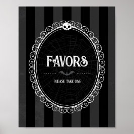 Gothic Zwart & Grijs Skull Party Favor Sign Poster