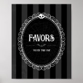 Gothic Zwart & Grijs Skull Party Favor Sign Poster (Voorkant)