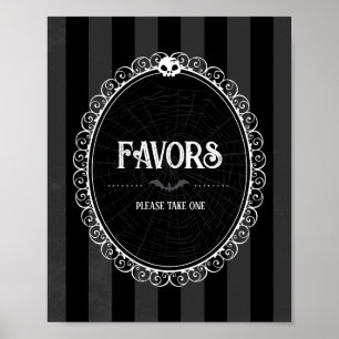 Gothic Zwart & Grijs Skull Party Favor Sign Poster