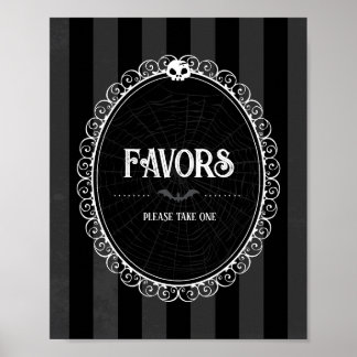 Gothic Zwart & Grijs Skull Party Favor Sign Poster