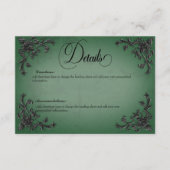 Gothic Zwart & Groen Filigraan Hart Details Informatiekaartje (Voorkant)