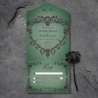 Gothic Zwart & Groen Filigraan Hart Geen Diner