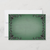 Gothic Zwart & Groen Filigraan Hart QR Code RSVP Kaartje (Achterkant)