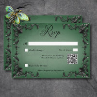 Gothic Zwart & Groen Filigraan Hart QR Code