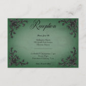 Gothic Zwart & Groen Filigraan Hart Receptie Informatiekaartje (Voorkant)