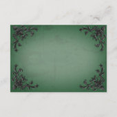 Gothic Zwart & Groen Filigraan Hart Receptie Informatiekaartje (Achterkant)