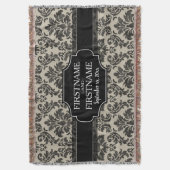 Gothic Zwart Kant en Perkament Bruiloft Jubileum Deken (Voorkant Verticaal)