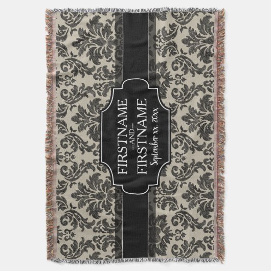 Gothic Zwart Kant en Perkament Bruiloft Jubileum Deken (Voorkant Verticaal)