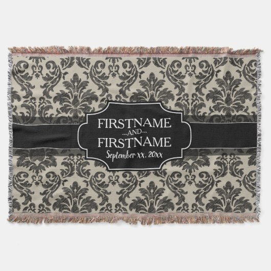 Gothic Zwart Kant en Perkament Bruiloft Jubileum Deken (Voorkant)