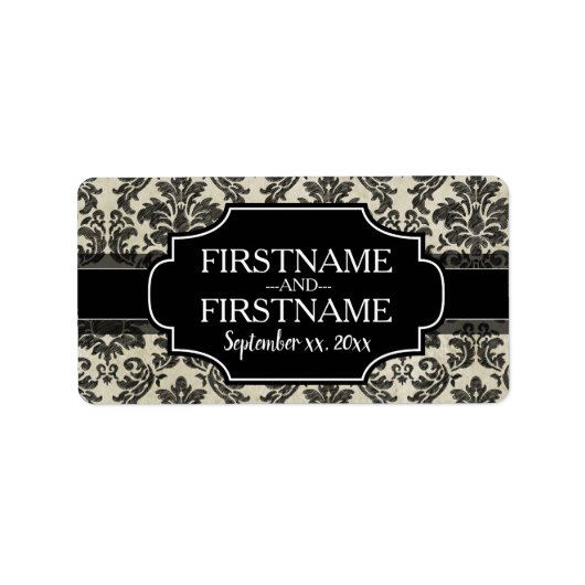 Gothic Zwart Kant en Perkament Bruiloft Jubileum Etiket (Voorkant)