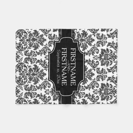 Gothic Zwart Kant en Perkament Bruiloft Jubileum Fleece Deken (Voorkant (Horizontaal))