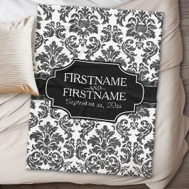 Gothic Zwart Kant en Perkament Bruiloft Jubileum Fleece Deken