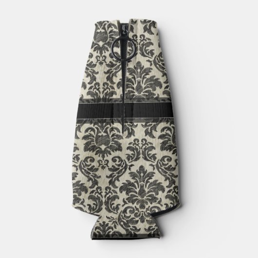 Gothic Zwart Kant en Perkament Bruiloft Jubileum Flesjeskoeler (Achterkant)