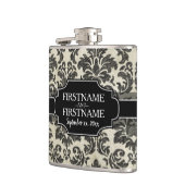 Gothic Zwart Kant en Perkament Bruiloft Jubileum Heupfles (Links)