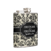 Gothic Zwart Kant en Perkament Bruiloft Jubileum Heupfles (Rechts)