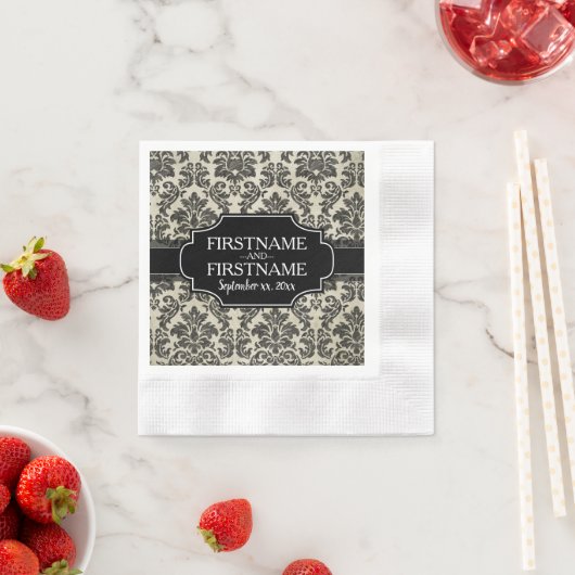 Gothic Zwart Kant en Perkament Bruiloft Jubileum Servetten (Insitu)