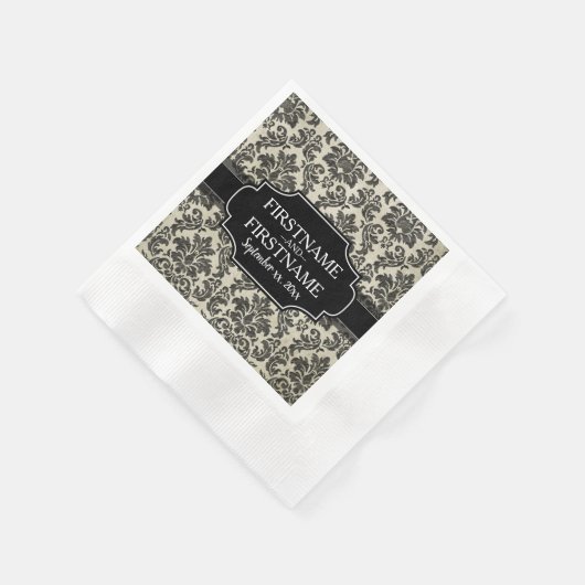 Gothic Zwart Kant en Perkament Bruiloft Jubileum Servetten (Hoek)