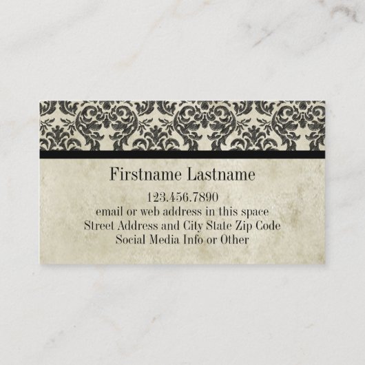Gothic Zwart Kant en Perkament Bruiloft Jubileum Visitekaartje (Achterkant)