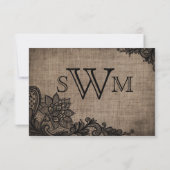 Gothic Zwart Kant Rustieke Burlap RSVP-kaart RSVP Kaartje (Achterkant)