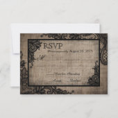Gothic Zwart Kant Rustieke Burlap RSVP-kaart RSVP Kaartje (Voorkant)