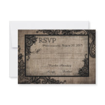 Gothic Zwart Kant Rustieke Burlap RSVP-kaart