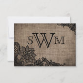 Gothic Zwart Kant Rustieke Burlap RSVP-kaart RSVP Kaartje (Achterkant)