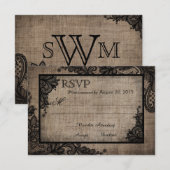 Gothic Zwart Kant Rustieke Burlap RSVP-kaart RSVP Kaartje (Voorkant / Achterkant)