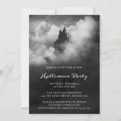 Gothic Zwart Kasteel Spooky Halloween Party Kaart (Voorkant)