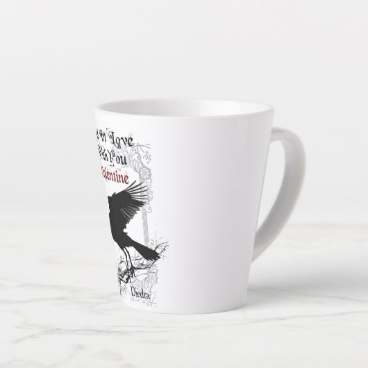 Gothic Zwart Kraai en Kant Valentijn Latte Cup Latte Mok (Rechterhoek)