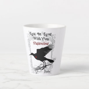 Gothic Zwart Kraai en Kant Valentijn Latte Cup Latte Mok